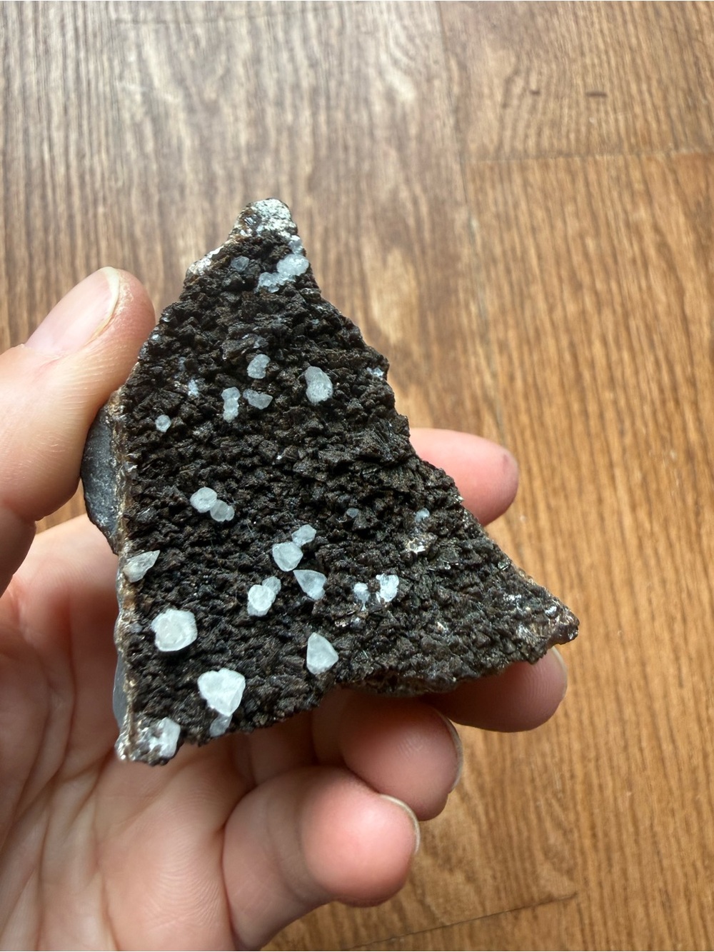 Crystal mineral display specimen - chalcedony with calcite points